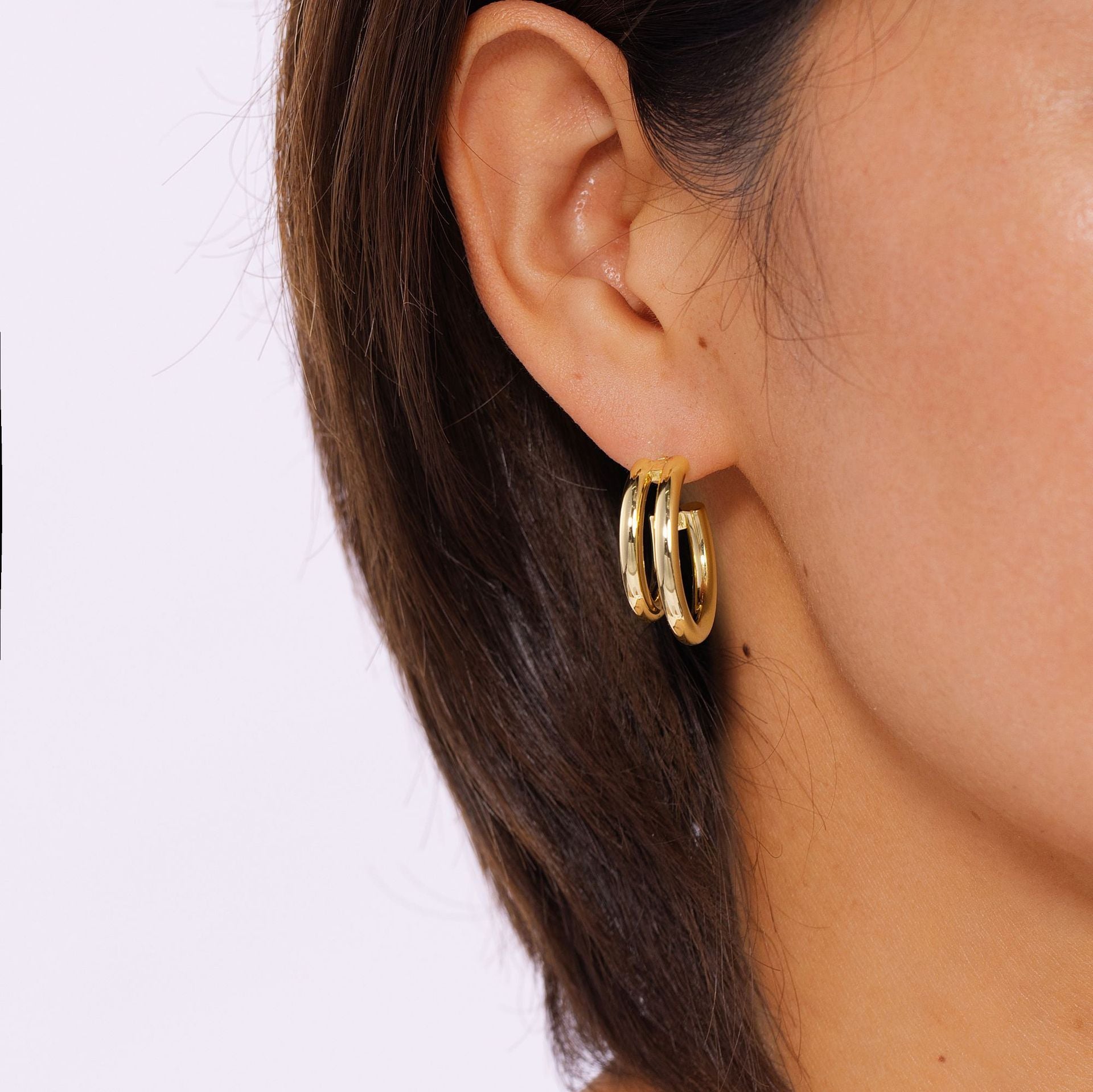 Wholesale  C- shaped double-layer earrings