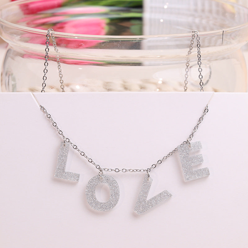 Wholesale stainless steel LOVE Valentine's Day English letter women's pendant necklace