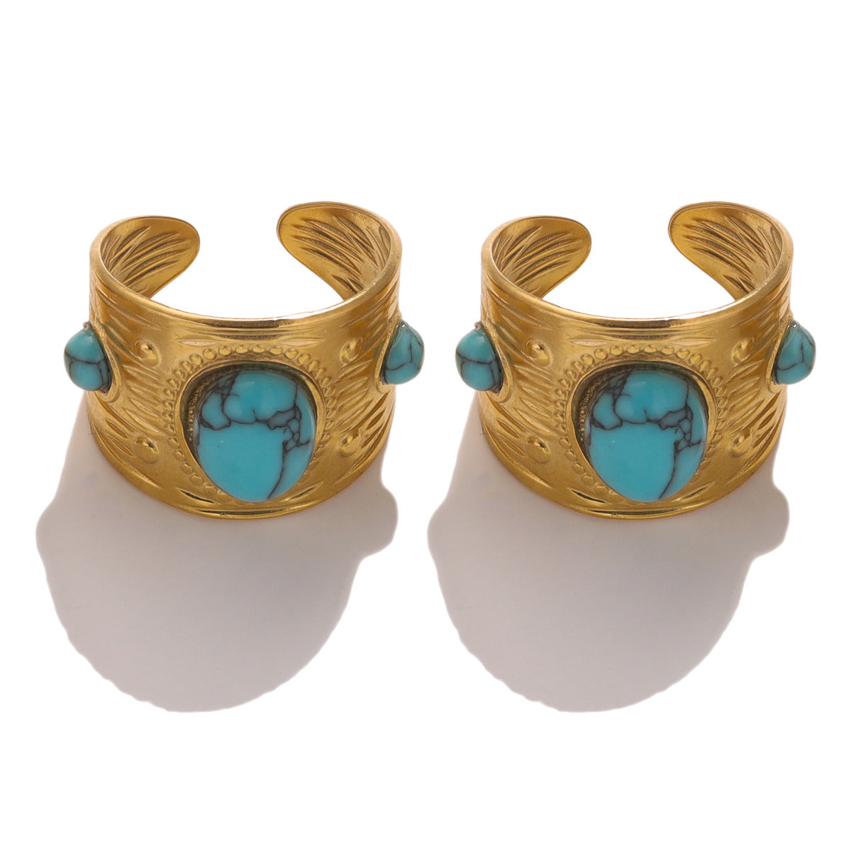 Wholesale Stainless Steel Natural Stone Ring for Women,  Geometric Design with Tiger Eye,  Trendy Jewelry Accessory for Everyday Wear