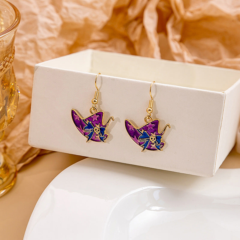 Wholesale Halloween Bat Pumpkin Alloy Earrings ACC-ES-MDD024