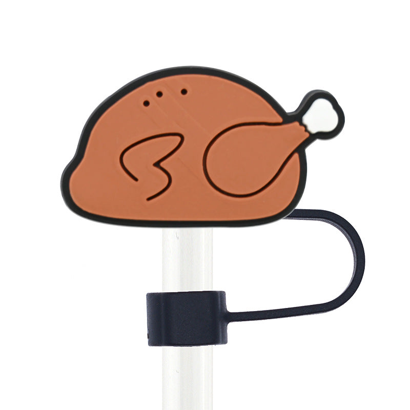 Wholesale Random 100pcs Thanksgiving 10mm PVC Soft Straw Tube Cap ACC-SCR-RYY103