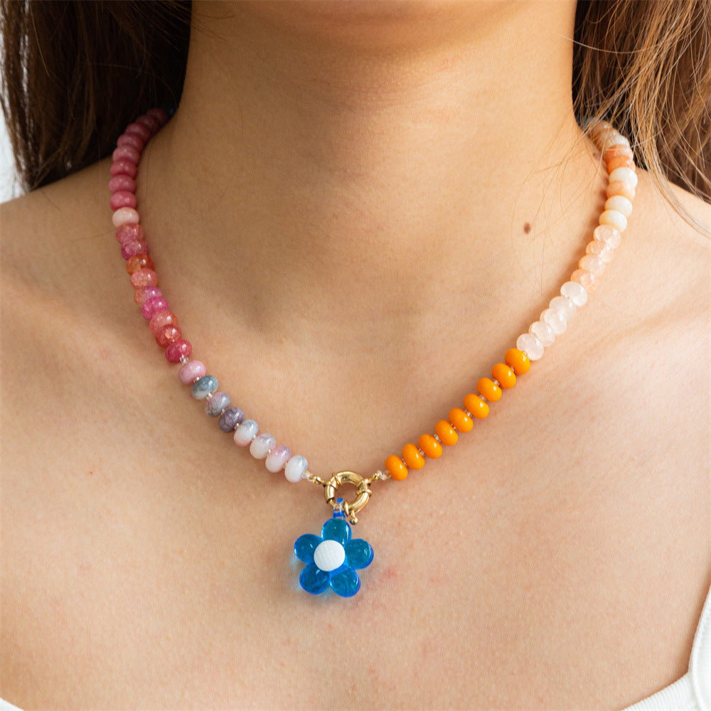 Wholesale Handmade Beaded Flower Necklace