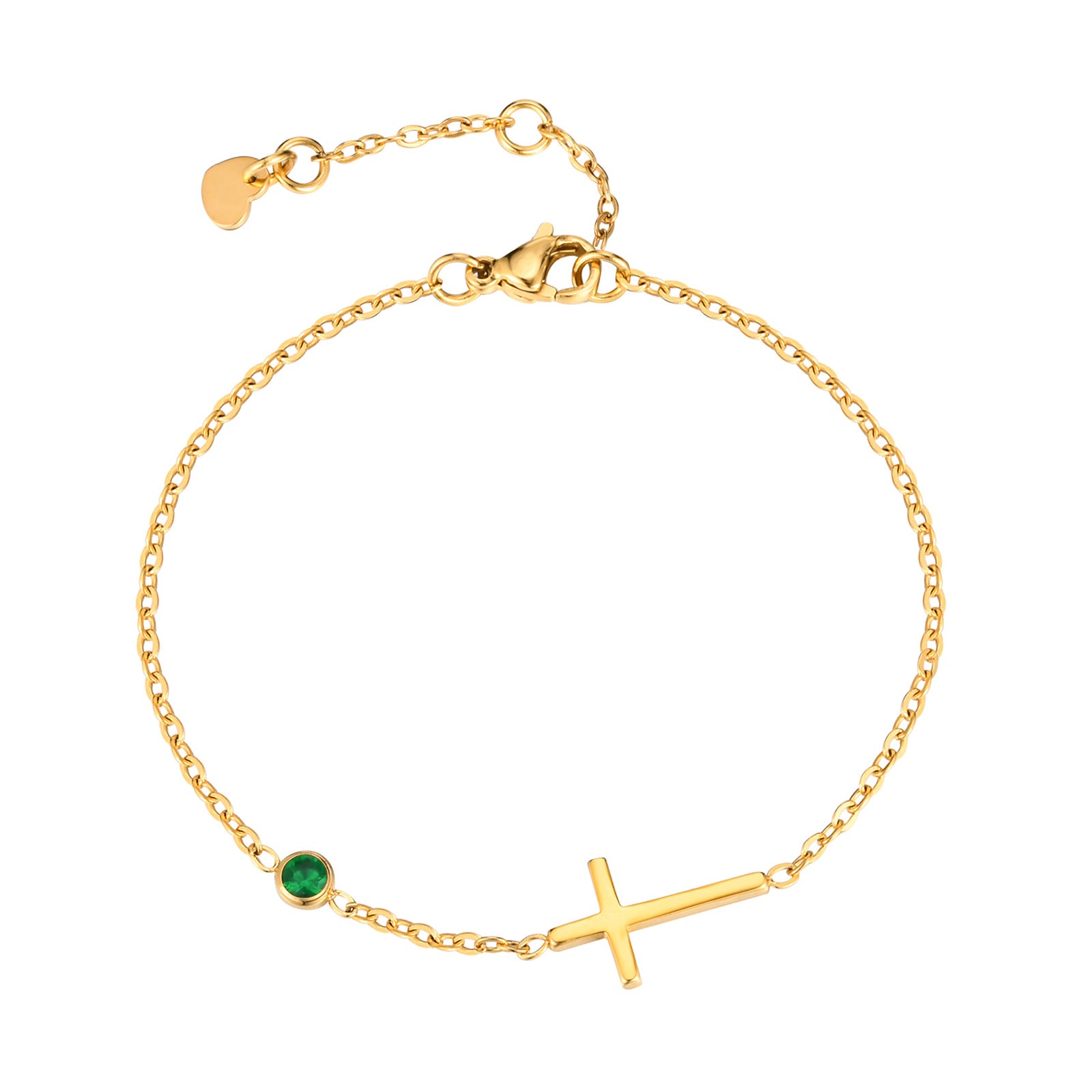 Wholesale Stainless Steel Gold Cross Birthstone Bracelet For Women Fashion Jewelry Accessory For Everyday Wear
