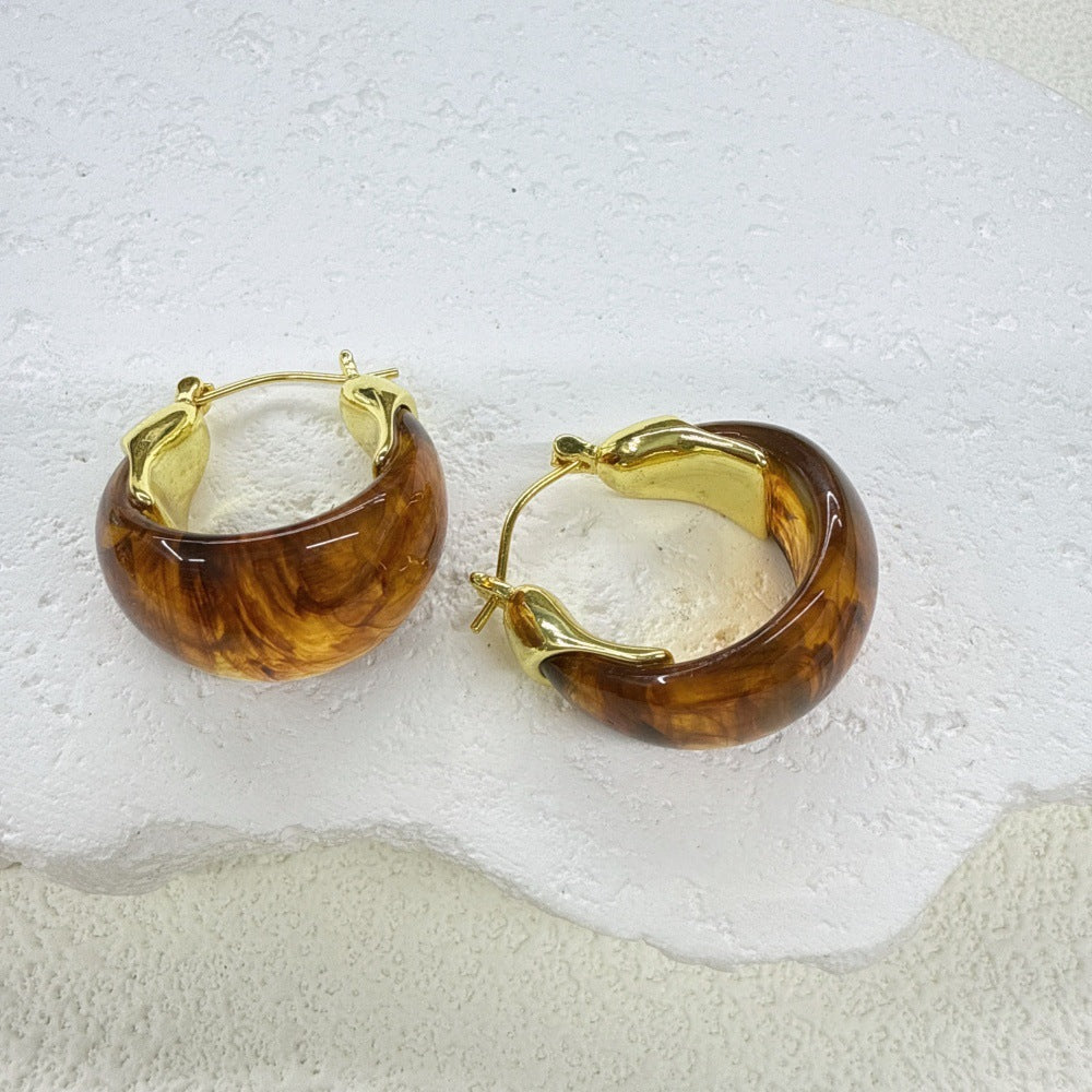 Wholesale Geometric V-Shaped Copper &  Plastic Earrings