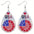 Wholesale Double-sided printing American Independence Day water drop leather earrings