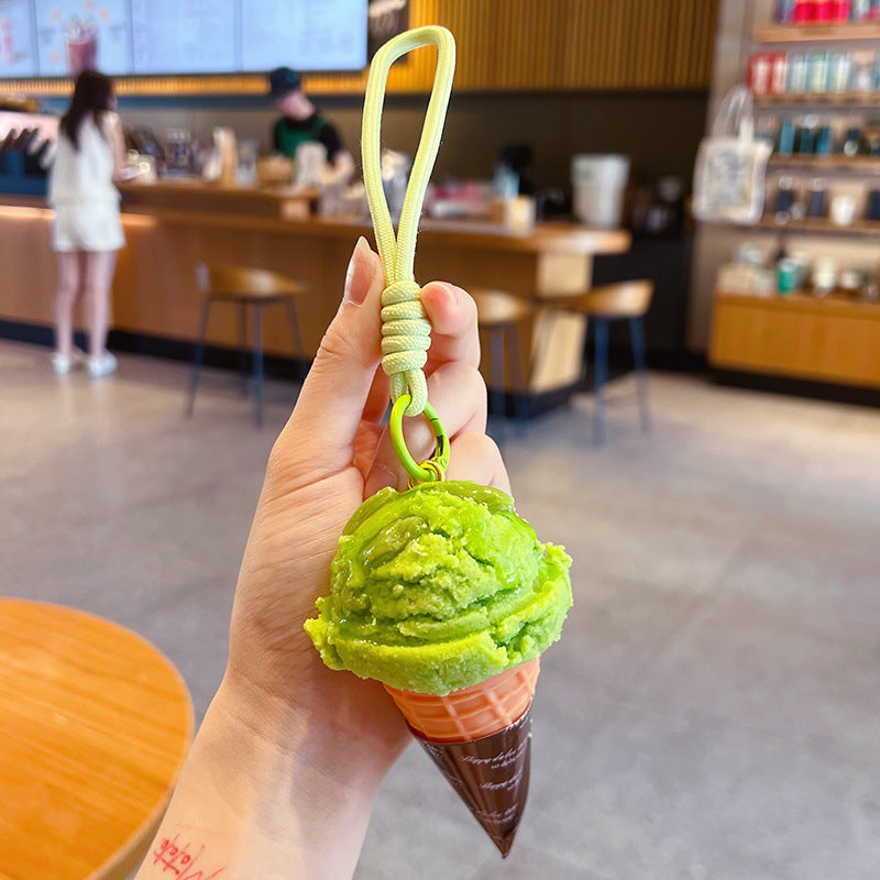 Wholesale Simulated Ice Cream Cone Keychain,  Chic Decorative Bag Charm Gift