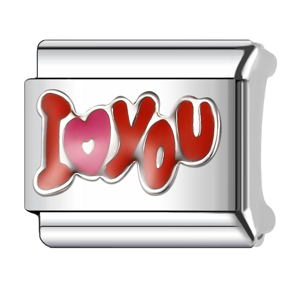 Wholesale Italian Charm Bracelet 9mm DIY Splicing English Stainless Steel Composable Bracelet