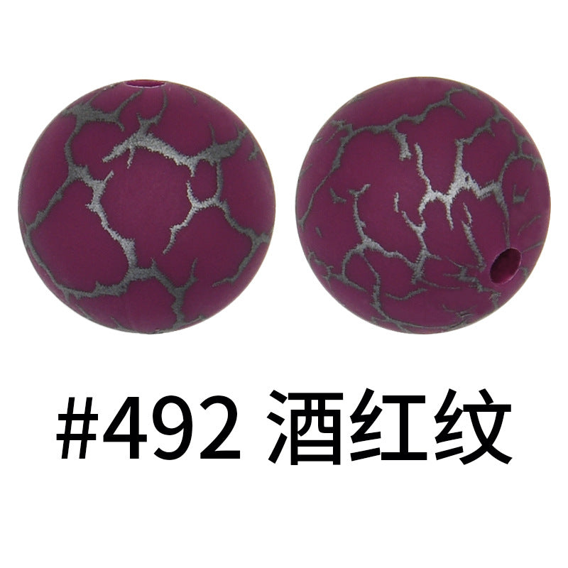 Wholesale 50pcs 15mm Colorful Crack Printed Silicone Balls DIY Beaded Accessories ACC-BDS-HeSheng050