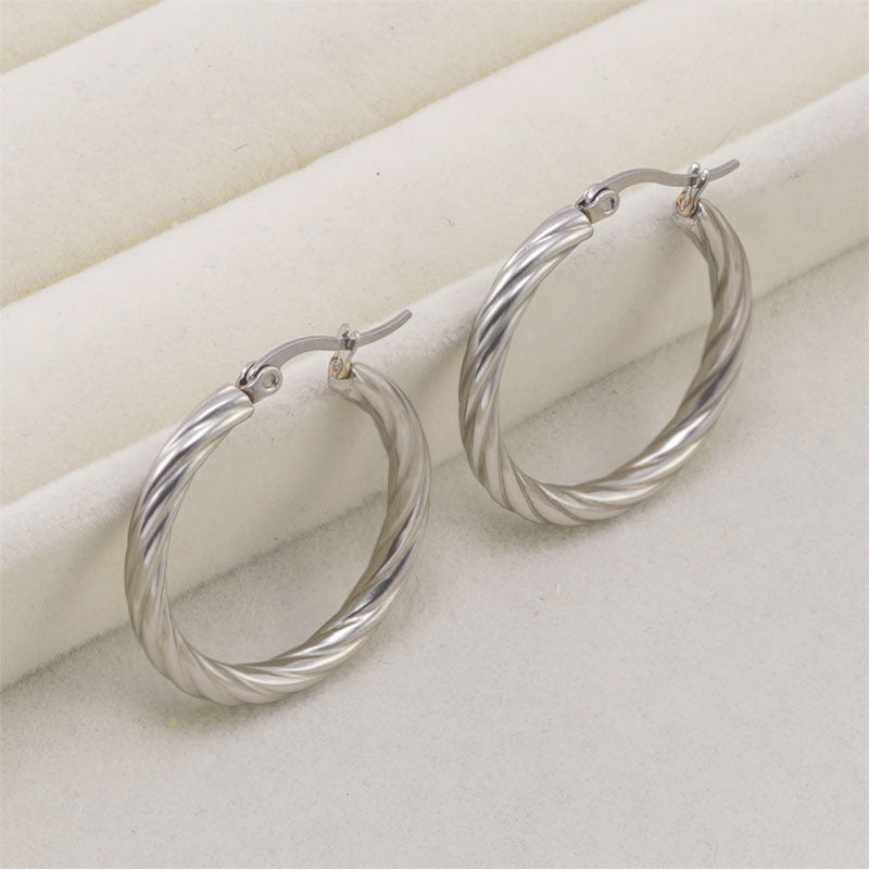 Wholesale Stainless Steel Exaggerated Circle Twist Earrings ACC-ES-MuShan056