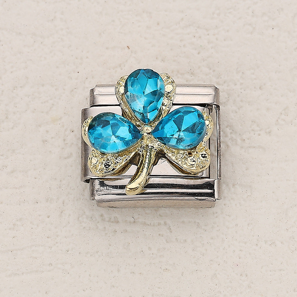 Wholesale 10pcs Italian Charm Bracelet 9mm DIY Splicing Clover Starfish Stainless Steel Composable Bracelet