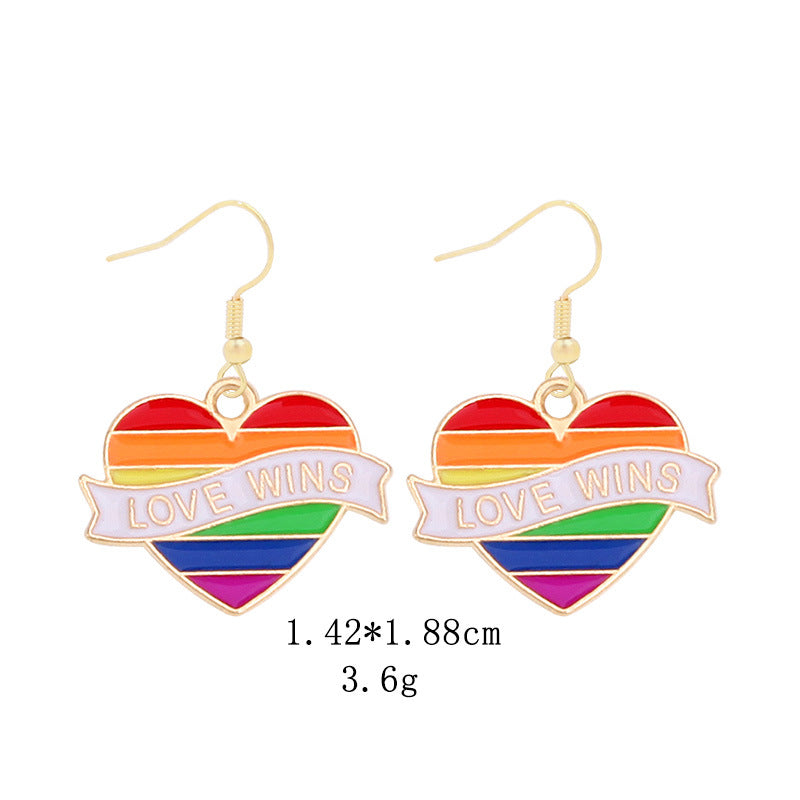 Wholesale LGBT Pride Month Rainbow Alloy Earrings ACC-ES-BinLi002