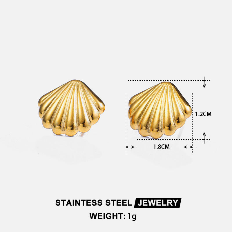 Wholesale Ocean Conch Rhinestone Pearl Earrings Stainless Steel Statement Ear Studs Fashion Accessory