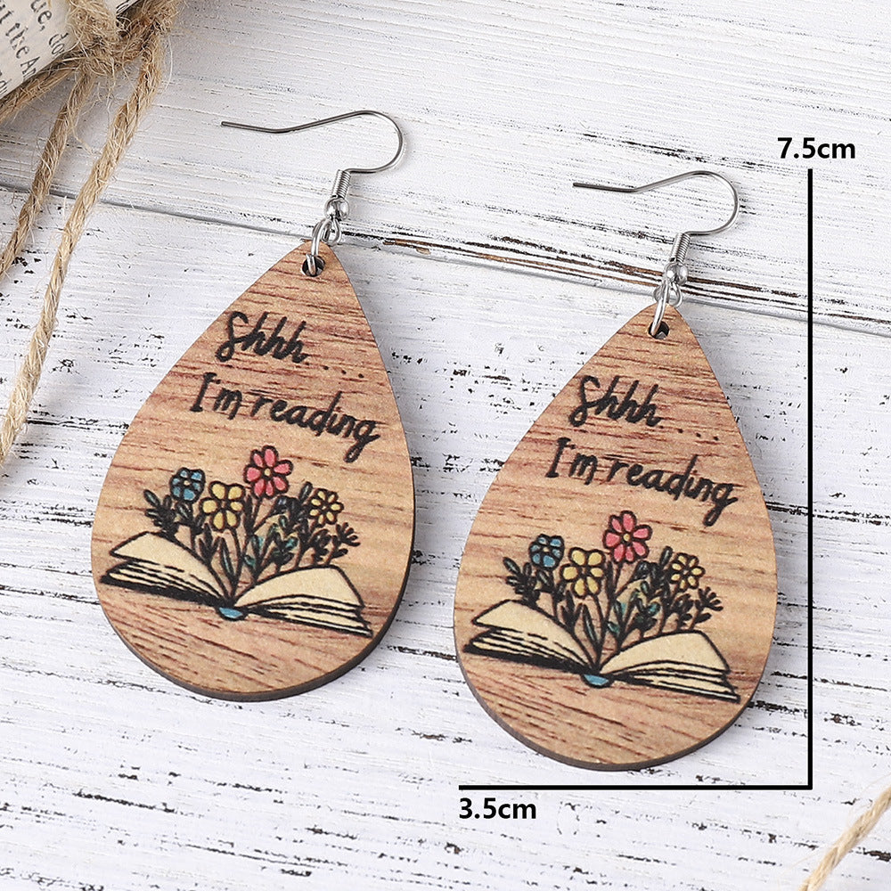 Wholesale Graduation Season Water Drop Hanging Wood Earrings ACC-ES-ChuLian080