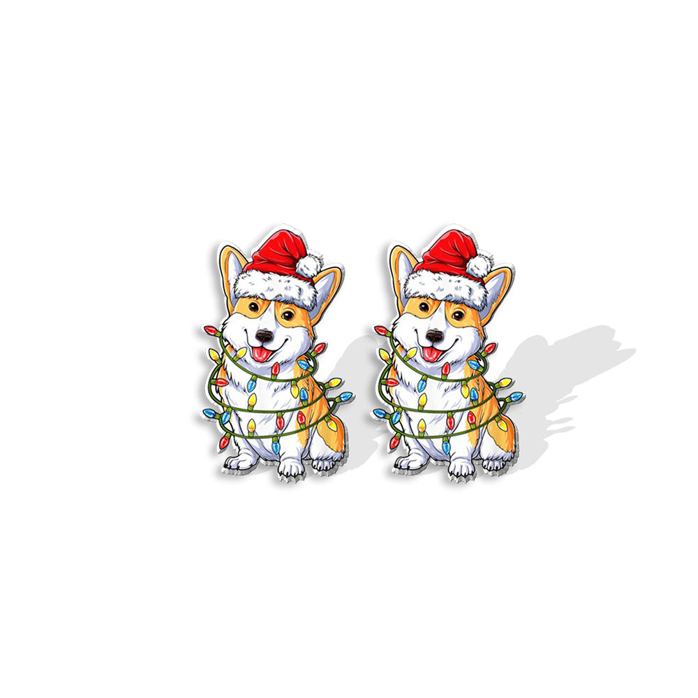 Wholesale Christmas Wreath Bow Resin Earrings Ear Studs ACC-ES-XiangLian012