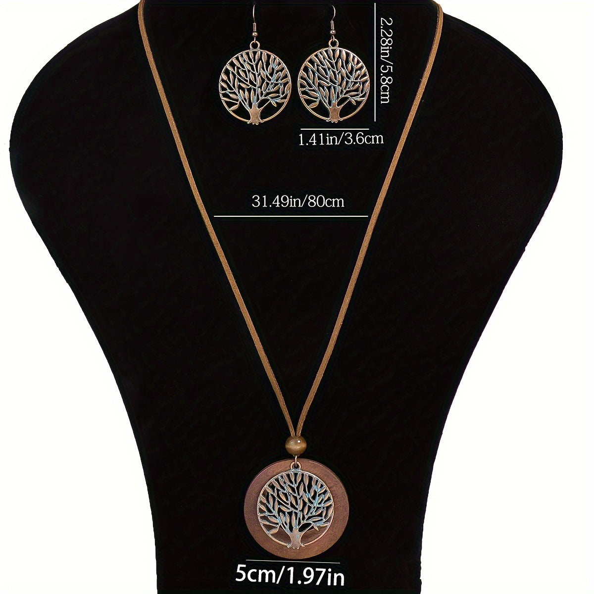 Wholesale Alloy Electroplated Bohemian Geometric Hollow Life Tree Earrings and Necklace Set for Everyday Chic Jewelry