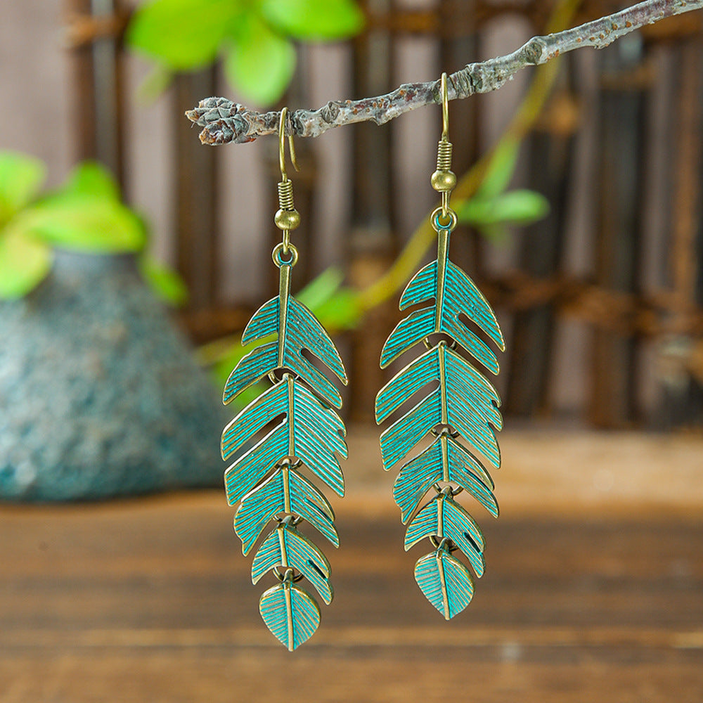 Wholesale Bohemian Tree of Life Tassel Earrings Green Fashion Jewelry Accessory Gift