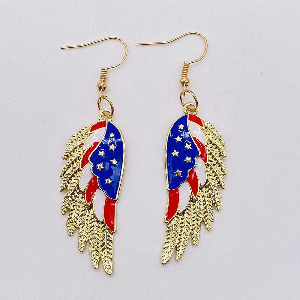 Wholesale American Independence Day Heart Pentagram Cross Earrings ACC-ES-CY011