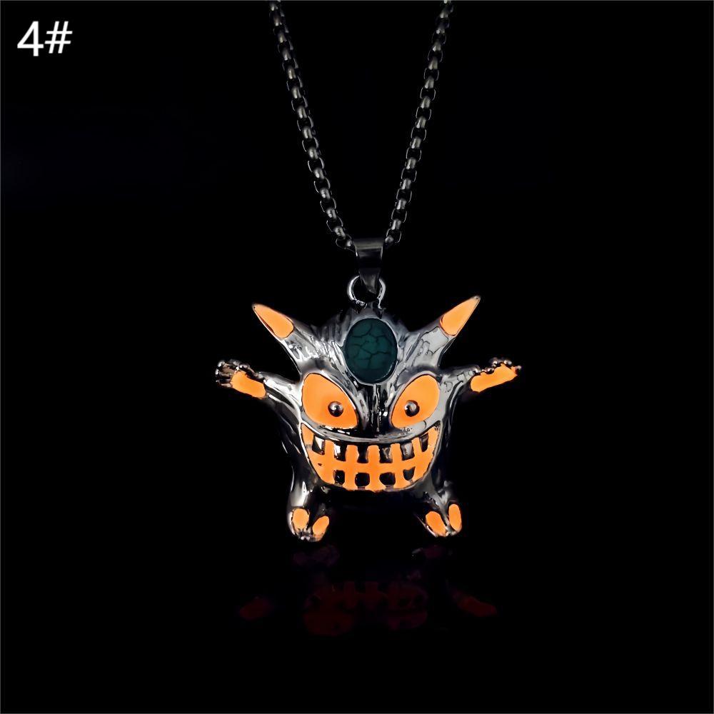 Wholesale Halloween Alloy Electroplating Demon Monster Luminous Necklace