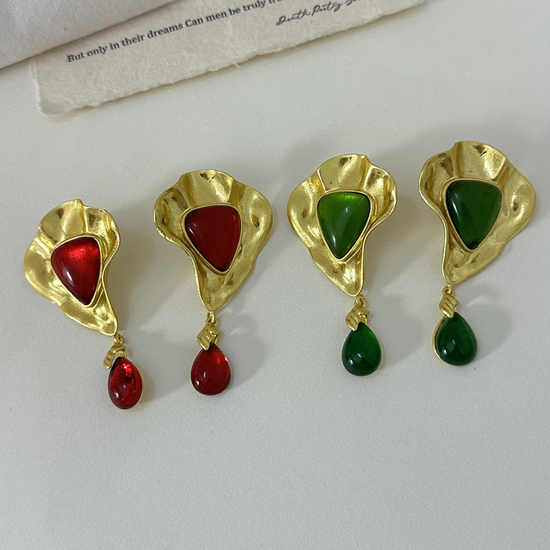 Wholesale  Geometric Shape Gem Pendant Earrings