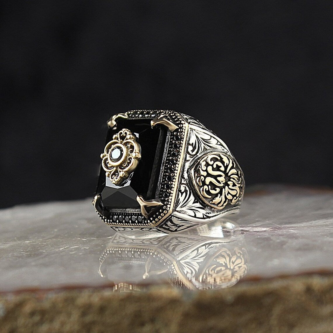 Wholesale  retro smear square alloy ring