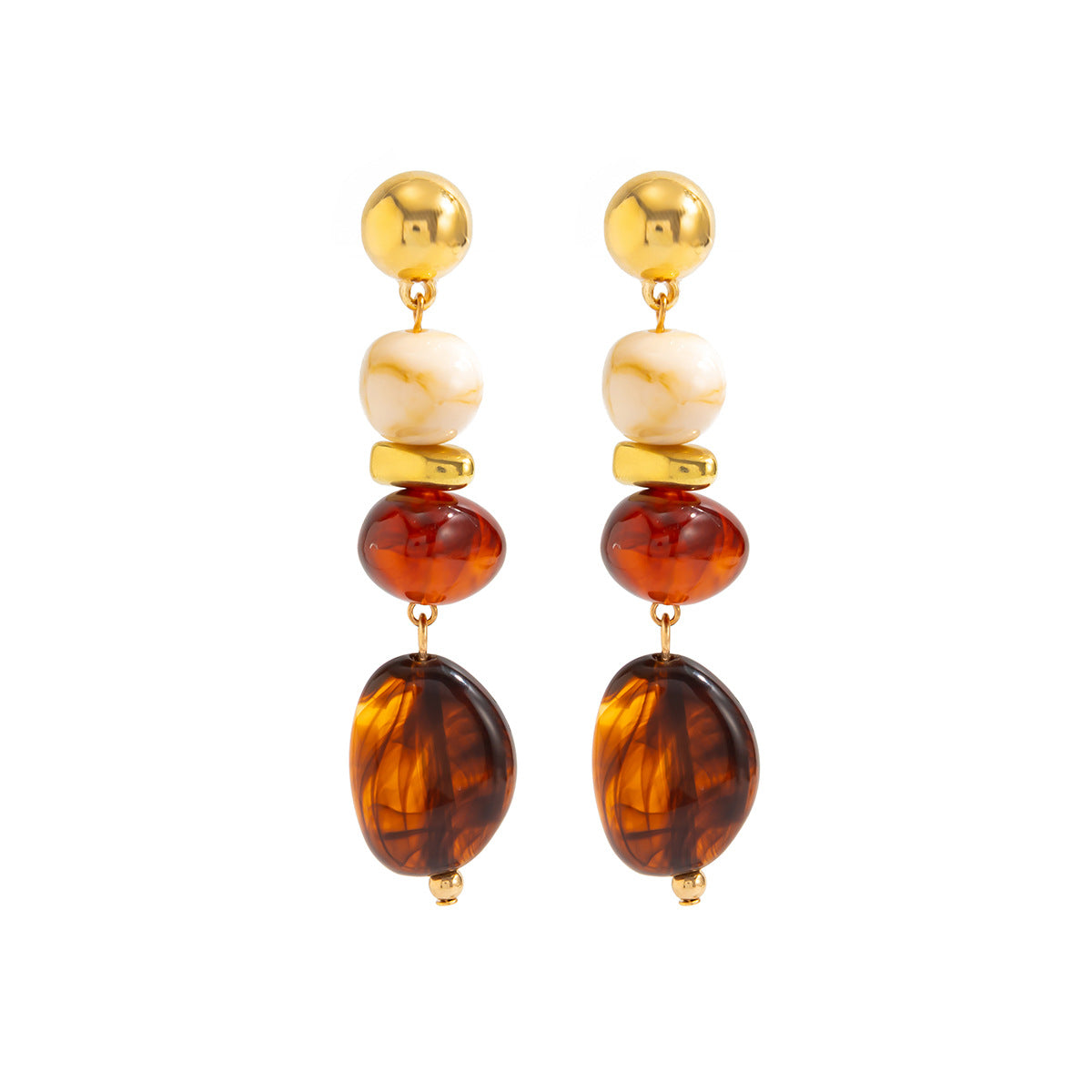 Wholesale Retro High-End Amber Smudged Resin Earrings