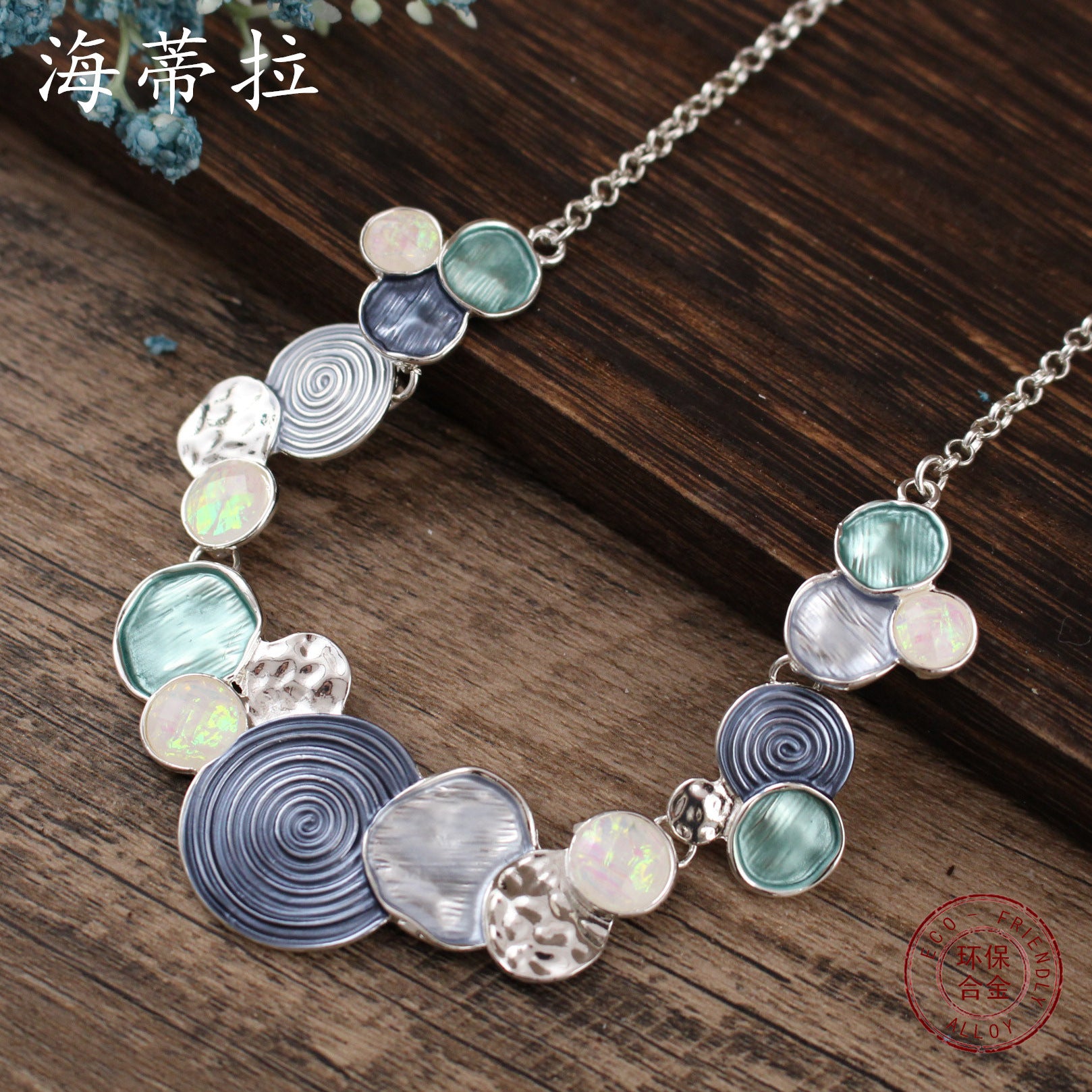 Wholesale  Round Colorful Painted Oil Alloy Necklace