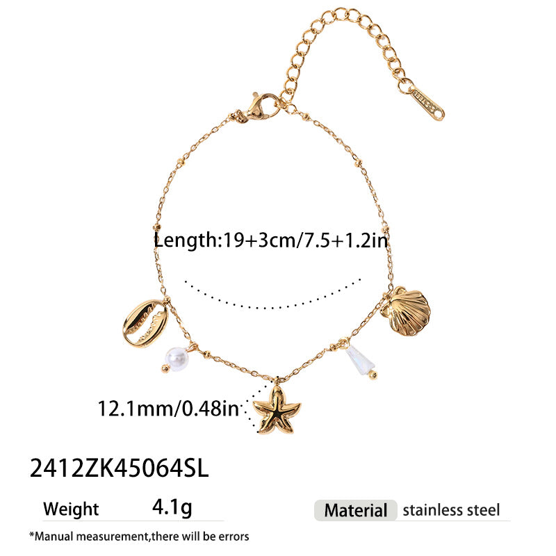 Wholesale Ocean Themed Stainless Steel Women S Bracelet With Starfish Shell Pearl Heart Zircon Chic Fashion Accessory For Gift And Boutique Resale