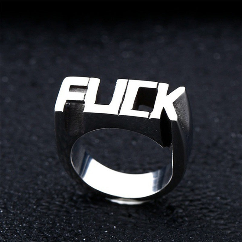 Wholesale retro silver-plated letter ring