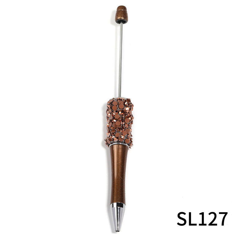 Wholesale 10pcs Beadable Pens Colorful Resin Rhinestone Fine Glitter Plastic DIY Beaded Pen ACC-PN-BLG003