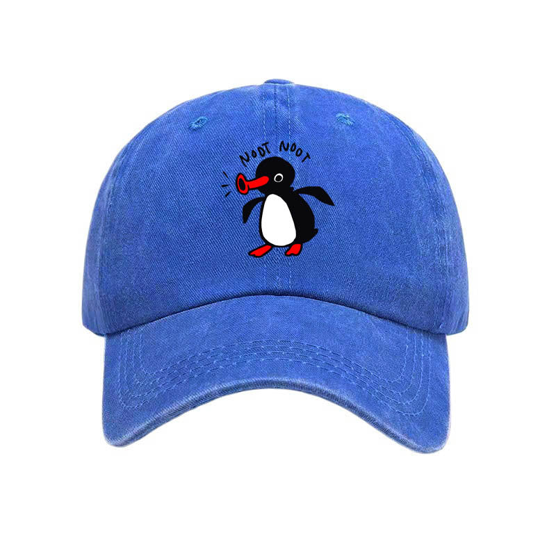 Wholesale  Curved Brim Washed Cotton Cartoon Print Penguin Baseball Cap