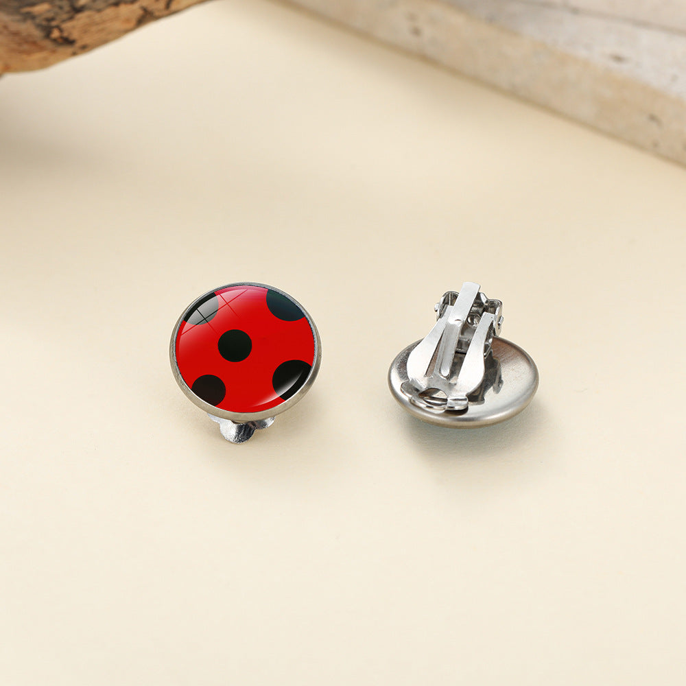 Wholesale Ladybug Polka Dot Cartoon Ear Clip Anime Earrings