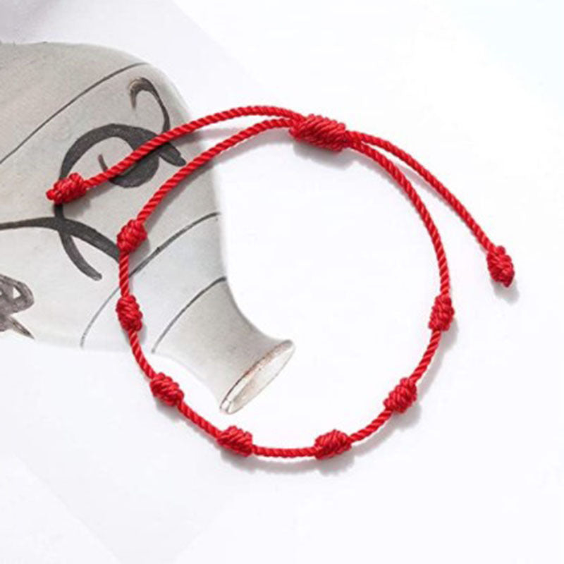 Wholesale Adjustable Pull Braided Hand Rope Palm Eye Handmade Seven-section Flat Knot Red Rope Bracelet ACC-BT-Yunh001
