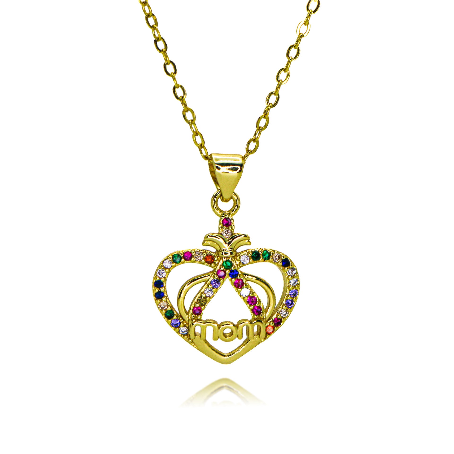 Wholesale mother's day jewelry creative zircon MOM heart-shaped letter pendant necklace