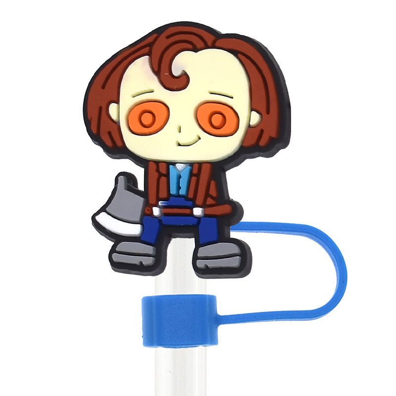 Wholesale Random 100pcs Halloween 10mm PVC Soft Straw Tube Cap ACC-SCR-RYY080