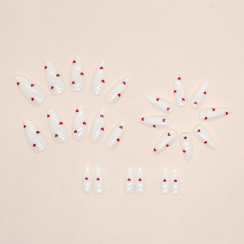 Wholesale 24 Pieces/box Valentine's Day Burgundy Heart Nails Kits Nail Stickers ACC-NS-QiHeng017