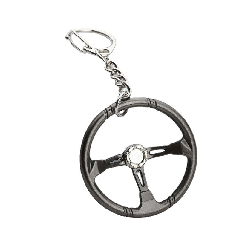 Wholesale racing steering wheel personalized modified car keychain