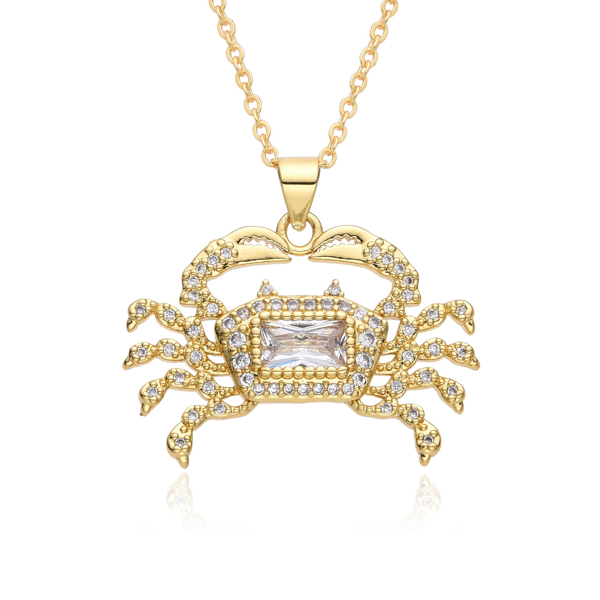 Wholesale  personalized creative copper gold-plated micro-inlaid colorful zircon dinosaur pendant necklace