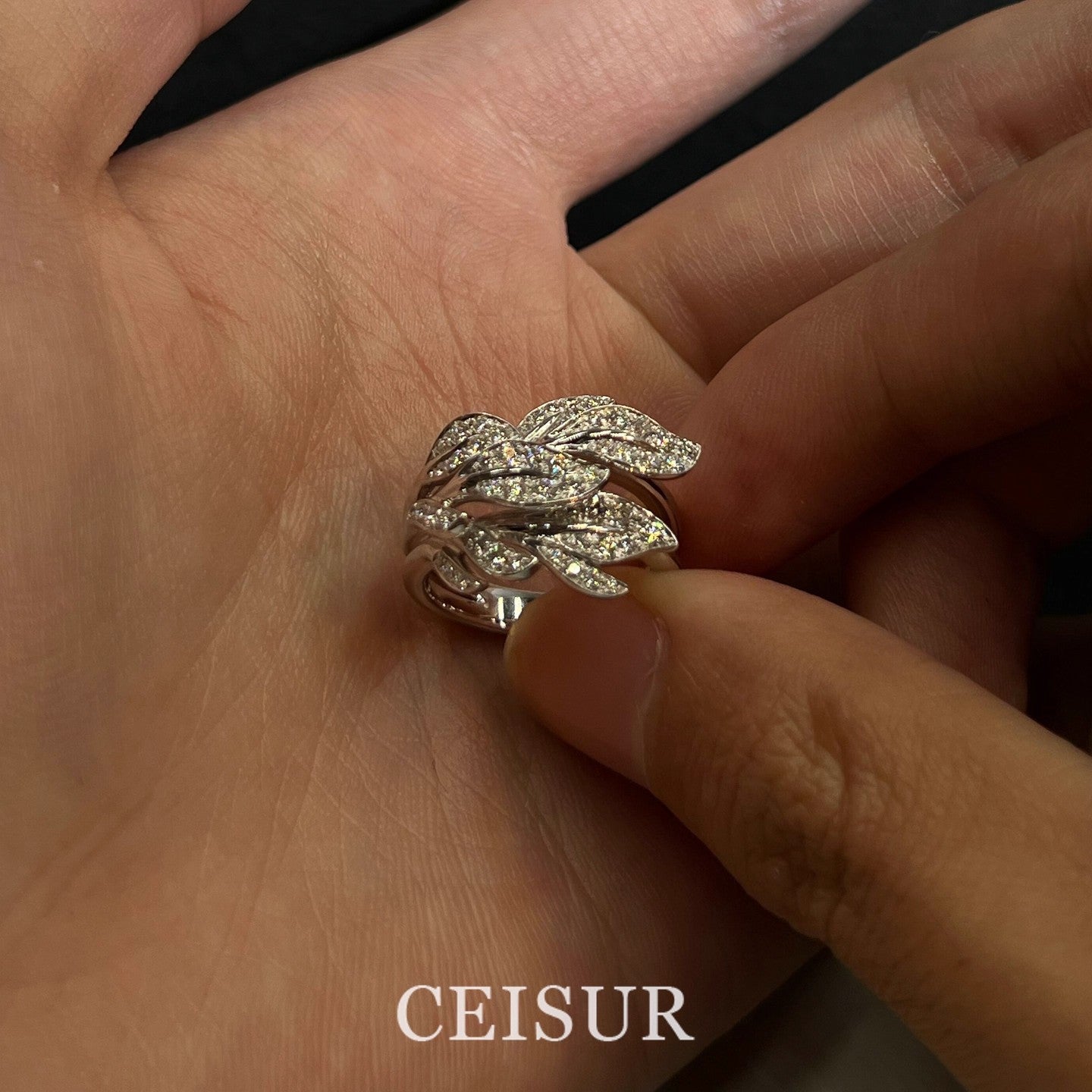 Wholesale Vintage Silver Glitter Leaf Ring Fashion Jewelry Accessory for Women Boutique Resale