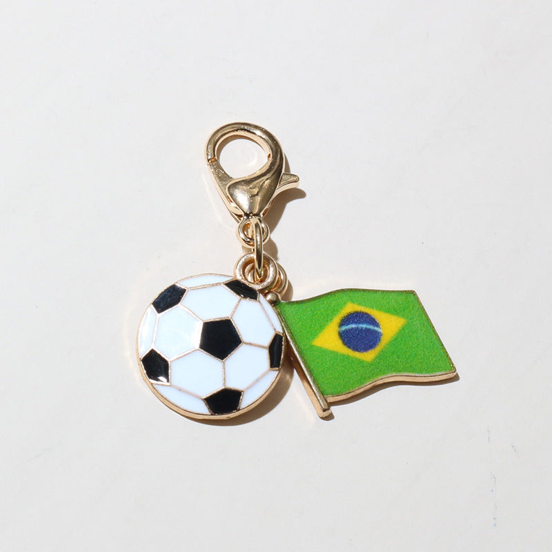 Wholesale Zinc Alloy Soccer Flag Charm Keychain Pendant for DIY Jewelry Making Boutique Resale