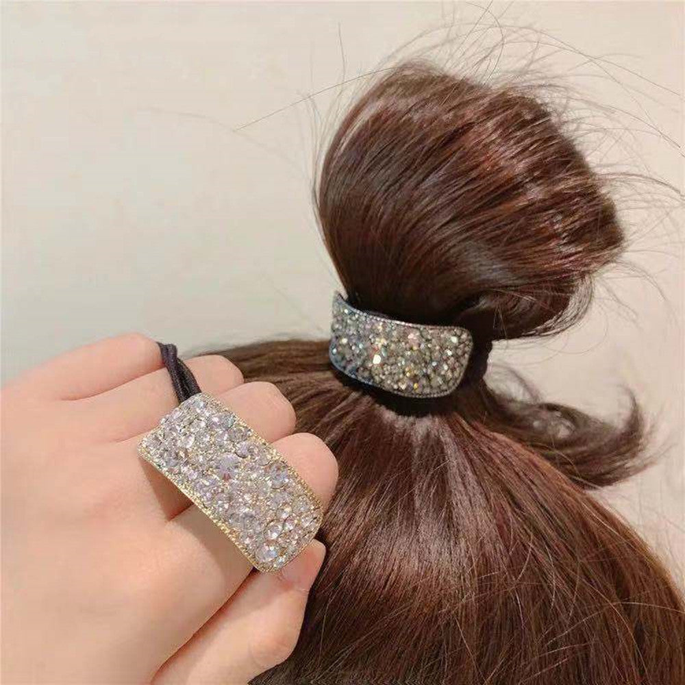 Wholesale Curved Rhinestone Shiny Hair Ring Elastic Rubber Band Hair Rope Hair Scrunchies ACC-HS-CMi001