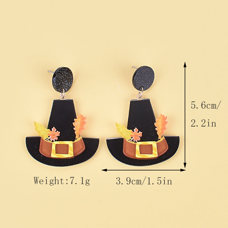 Wholesale Thanksgiving Earrings Scarecrow Autumn Maple Leaf Hat Pumpkin  Earrings