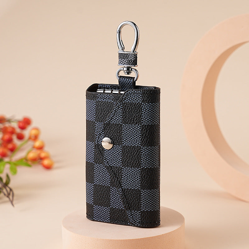 Wholesale Stylish Plaid Car Key Bag With PVC And Snap Button Unisex Boutique Resale