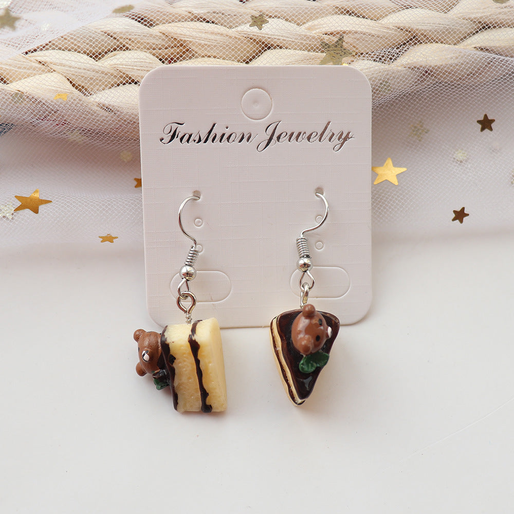 Wholesale  creative  food and play pearl milk tea hamburger French fries earrings
