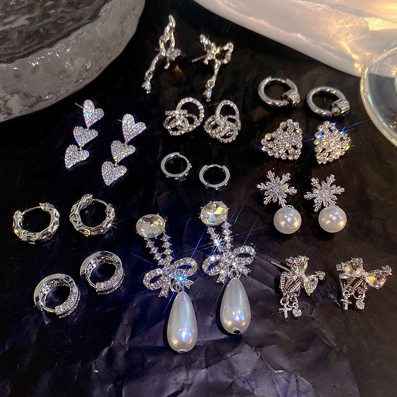 Wholesale 925 Silver Needle Pearl Zircon Earrings