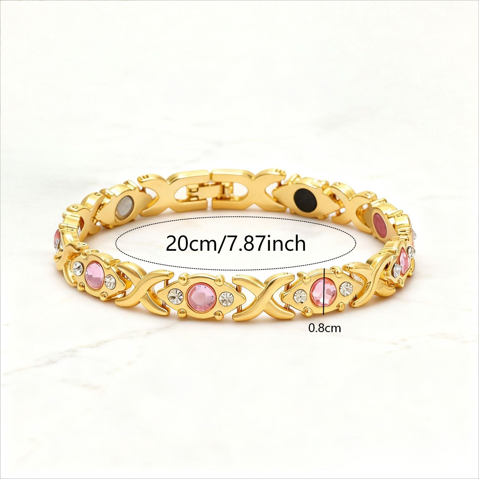 Wholesale Metal Electroplated Magnetic Bracelet Detachable Cross Design Golden Pink Diamond Women' s Jewelry Accessory