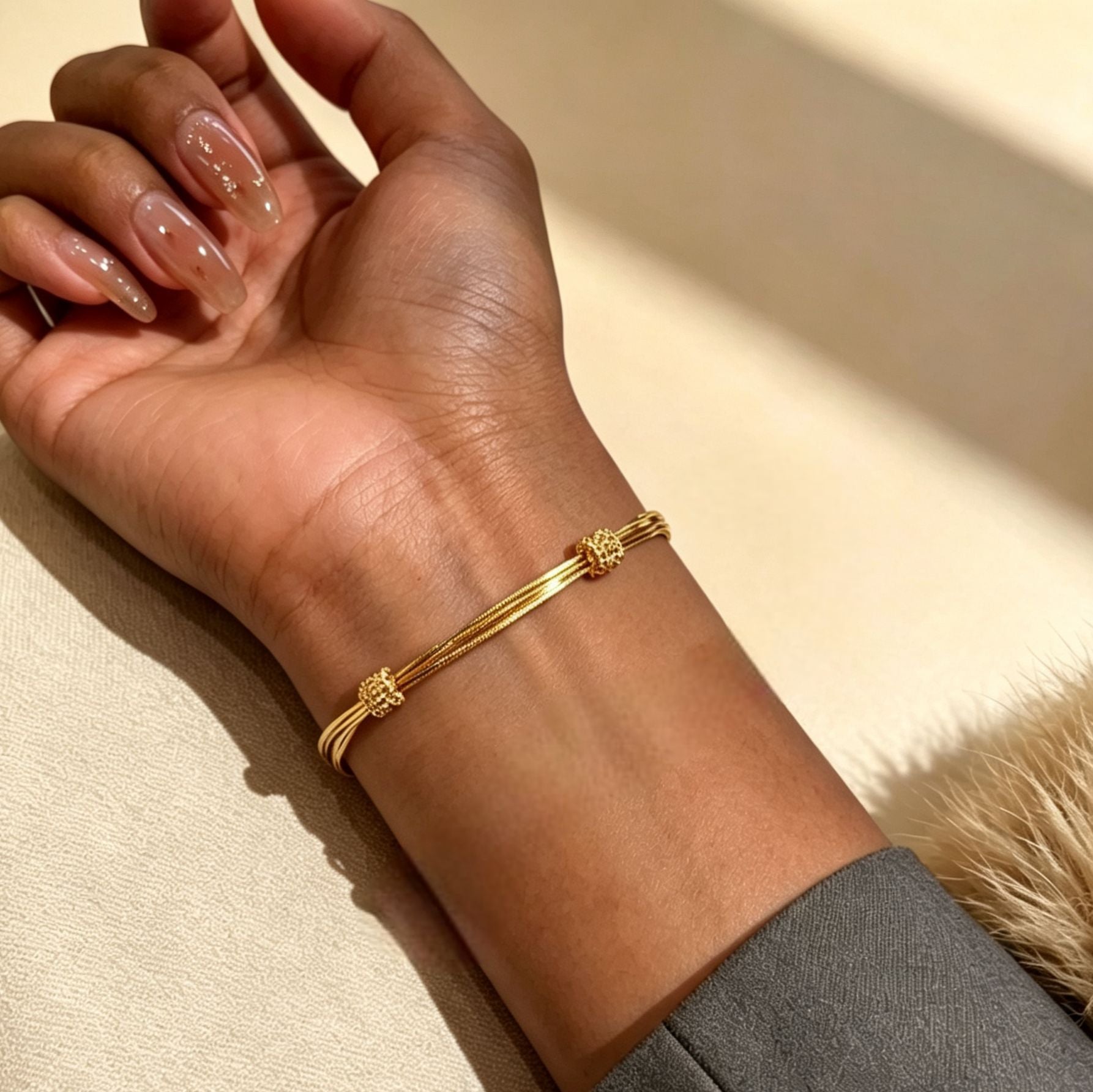 Wholesale Copper Gold Tone Multi Layer Snake Chain Bracelet For Women Retro Minimalist Stackable Design Everyday Jewelry Gift