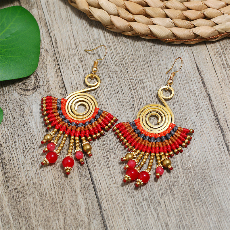 Wholesale Boho Ethnic Style Earrings Hand Braided Vintage Earrings Bohemian ACC-ES-Luox001