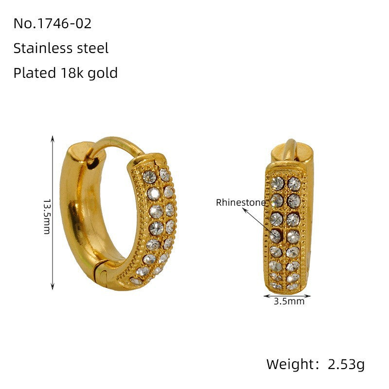 Wholesale Stainless steel round wire earrings  diamond earrings