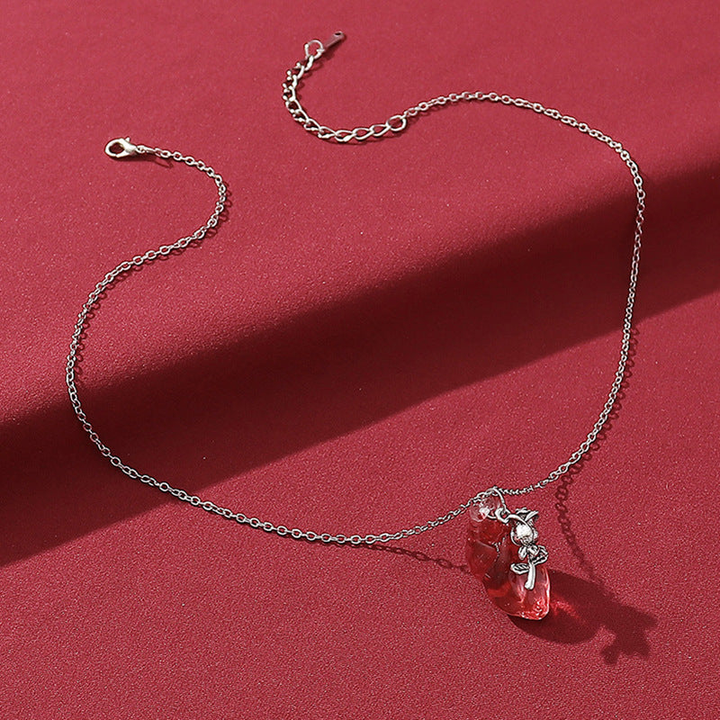 Wholesale Halloween Dark Heart Rose Pendant  Women's Necklace