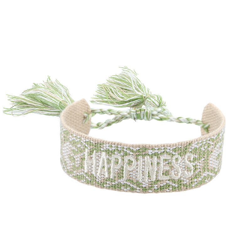 Wholesale Braided letter embroidered tassel bracelet